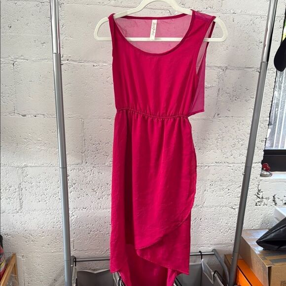 Elegant Pink Sleeveless Dress - Open Back - Part Sheer Size S/M Never Worn - Picture 1 of 4